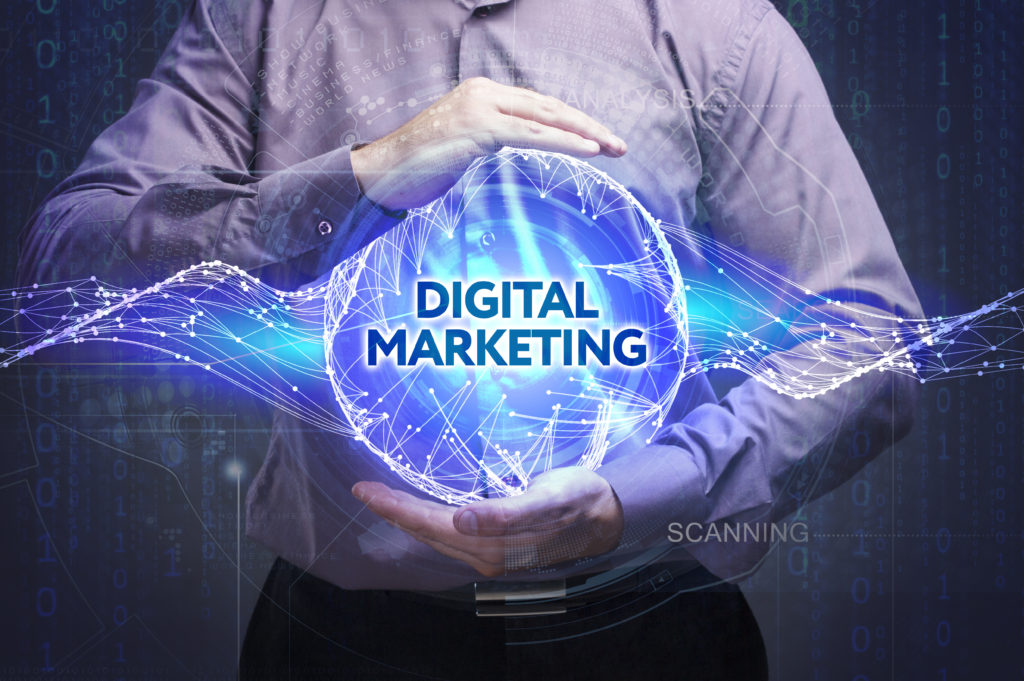 digital marketing globe hologram