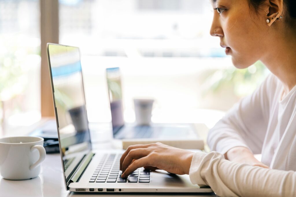 Woman using her laptop